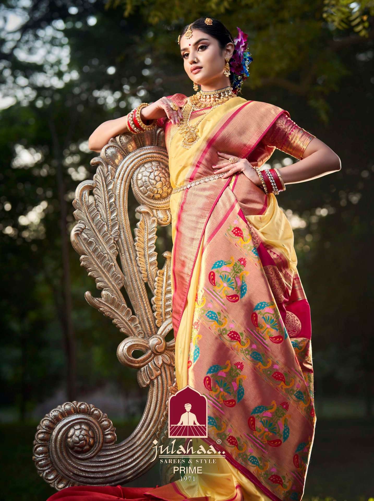 julahaa prime 1971 designs wedding wear silk paithani sarees collection