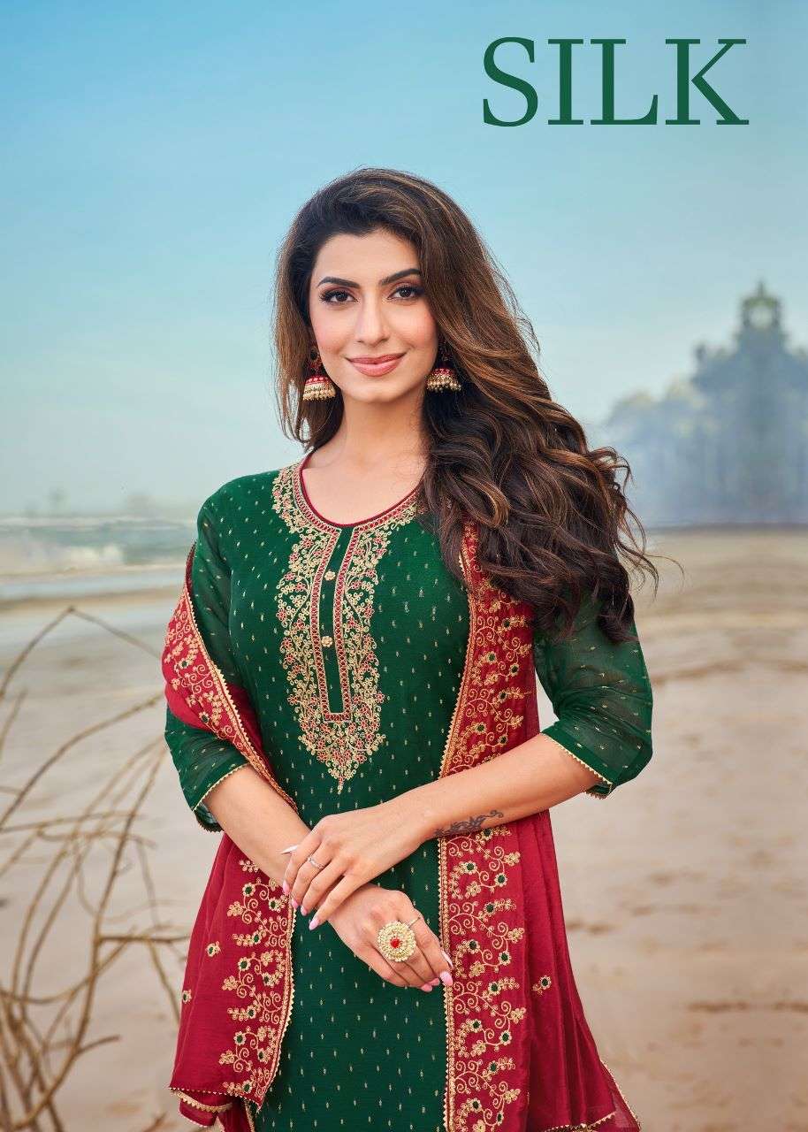 kapil trendz artio silk 66001-66008 readymade fancy salwar kameez with chanderi dupatta supplier