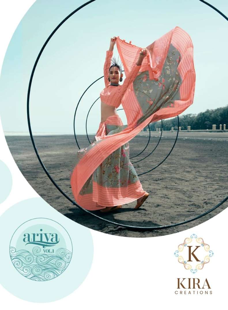 kira creation ariya vol 1 adorable digital print linen saree online supplier