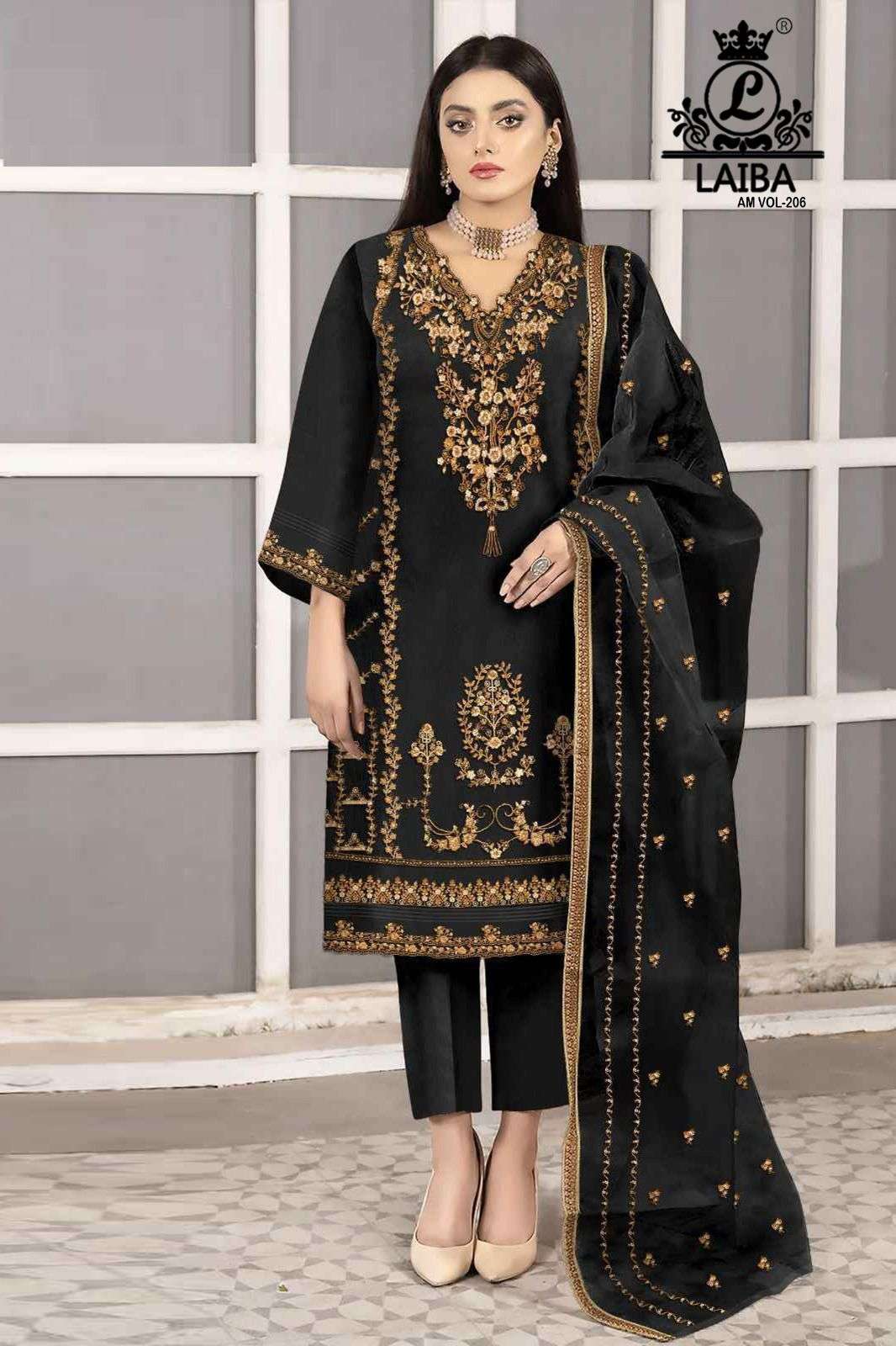 laiba am vol 206 beautifully designer pakistani kurti with pant and embroidery dupatta