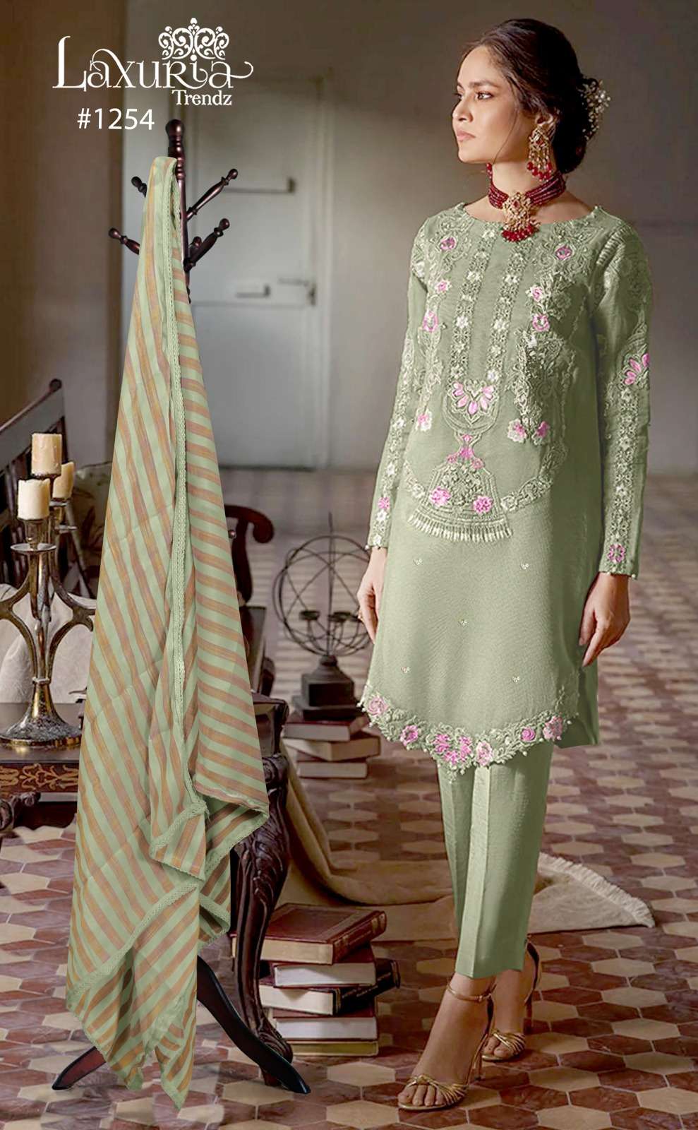 laxuria 1254 new amazing designer pakistani kurti with pant and dupatta