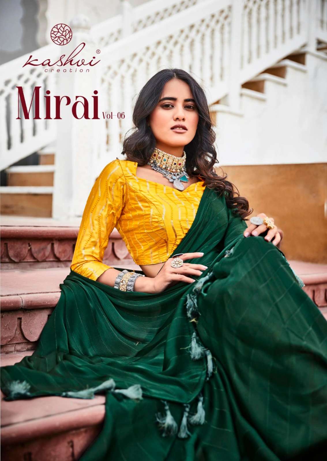mirai vol 6 by kashvi creation fancy soft satin saree collection 