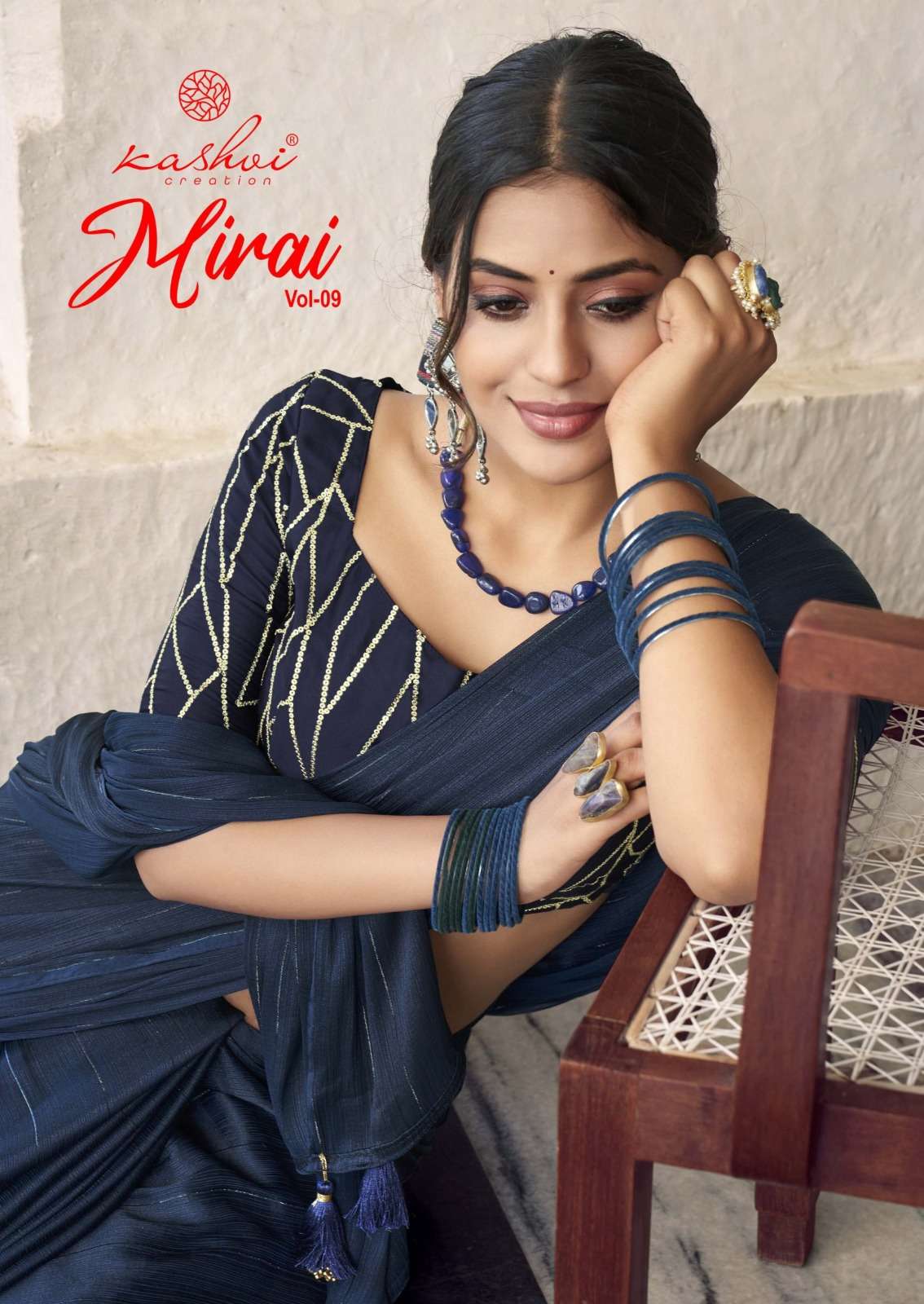mirai vol 9 by kashvi creation soft satin sarees with embroidery blouse supplier