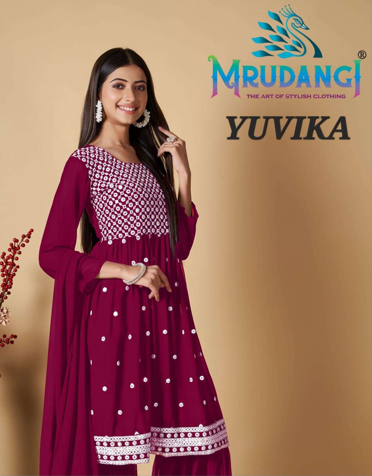 mrudangi launch yuvika festive wear readymade designer sharara style salwar kameez 