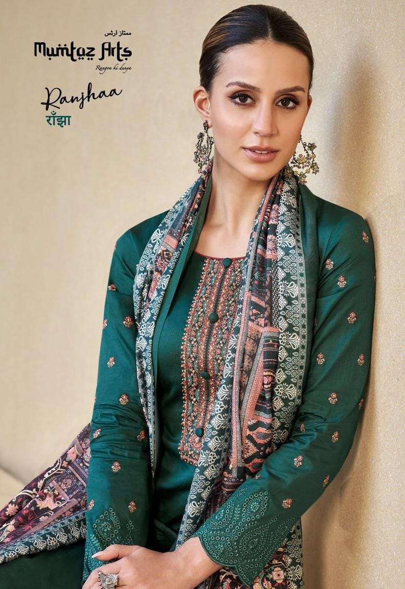 mumtaz arts present ranjhaa fancy salwar kameez material with digital dupatta