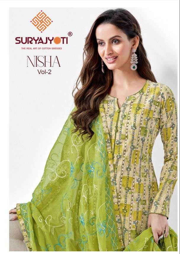 nisha vol 2 by suryajyoti cotton amazing designs cotton 3pcs dress material 