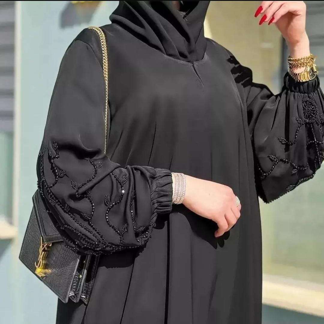 pr beautiful balloon sleeves handwork stitch abaya