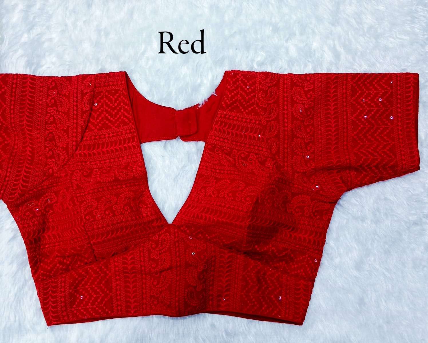 pr heavy chikankari design readymade double hook blouse 