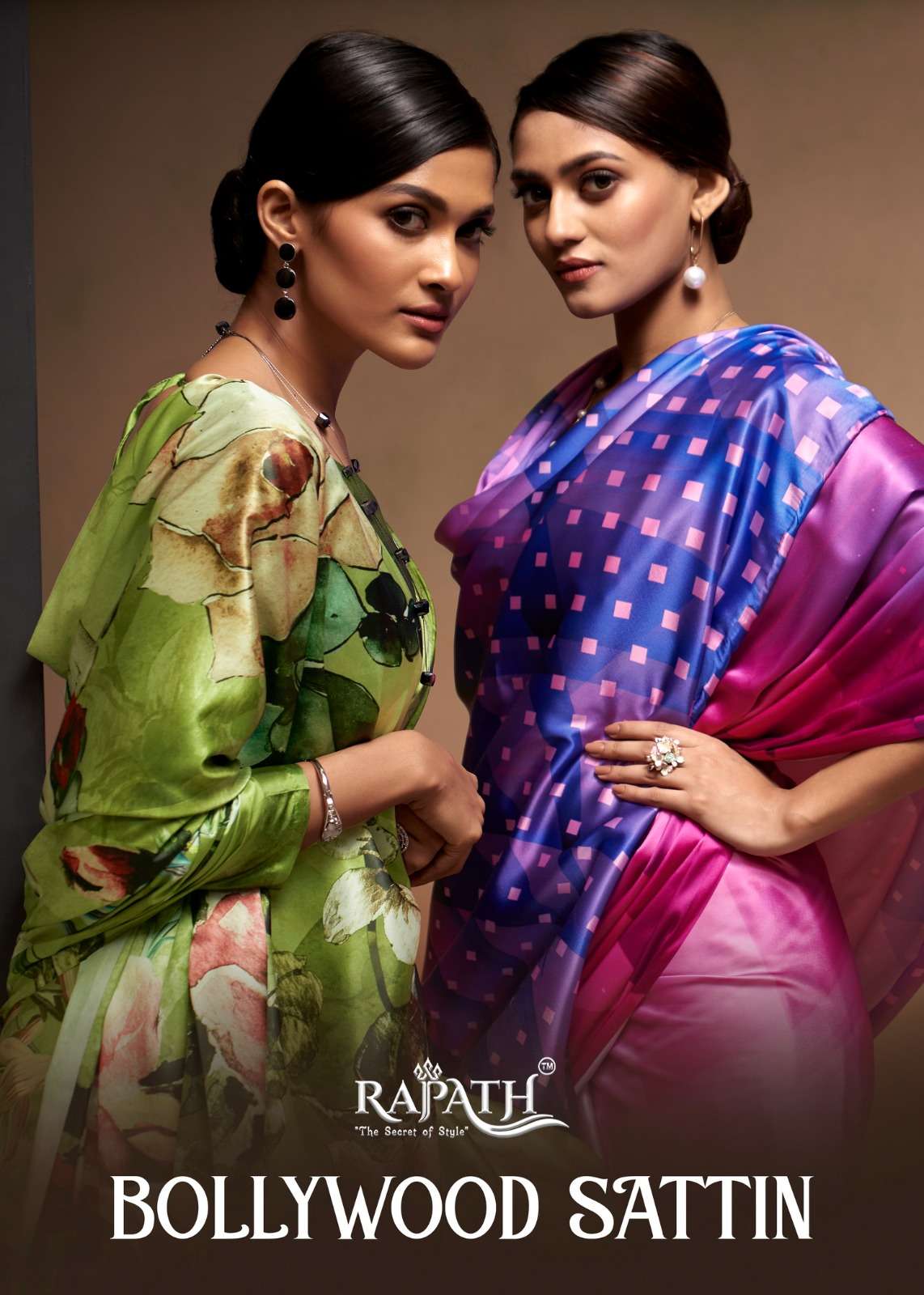 rajpath present bollywood sattin beautiful print fancy sarees collection 