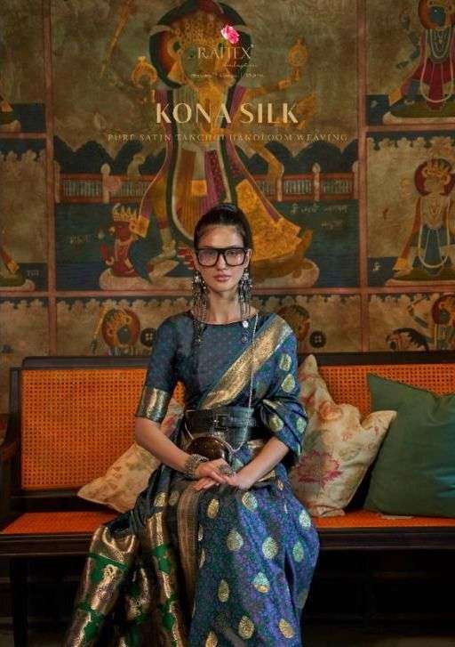 rajtex kona silk 298001-298008 series pure satin tanchoi handloom weaving sarees