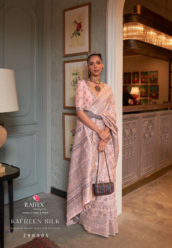 rajtex present kafreen silk 290000 series kashmiri modal handloom weaving sarees 
