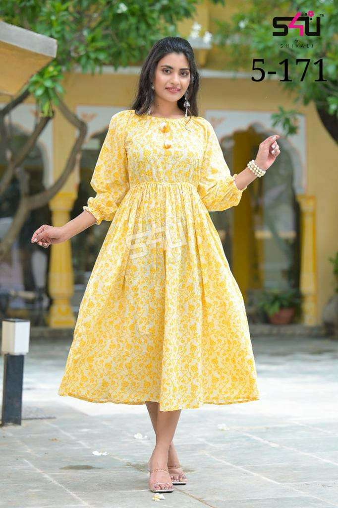 s4u pr 5-171 fancy adorable short gown kurti combo set