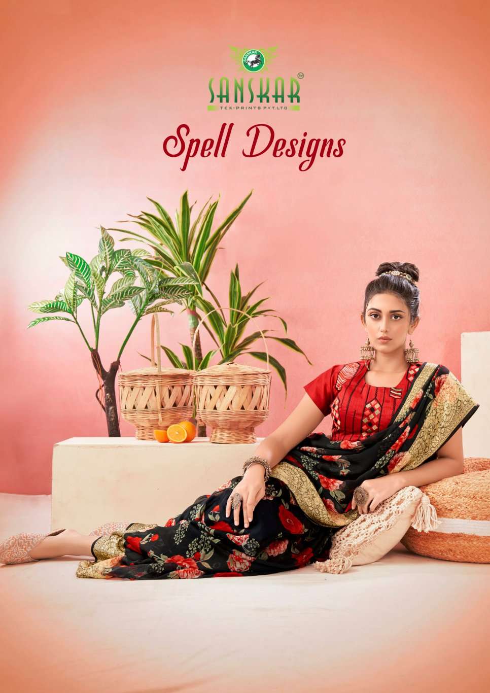 sanskar tex launch spell designs adorable chiffon viscose fancy sarees at wholesale rate