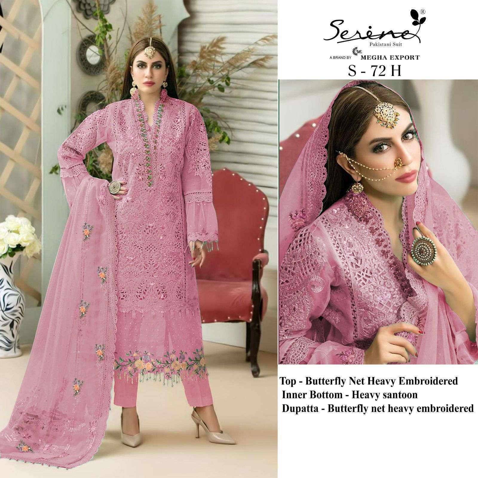 serine 72 efgh designer butterfly net pakistani heavy work suits collection 