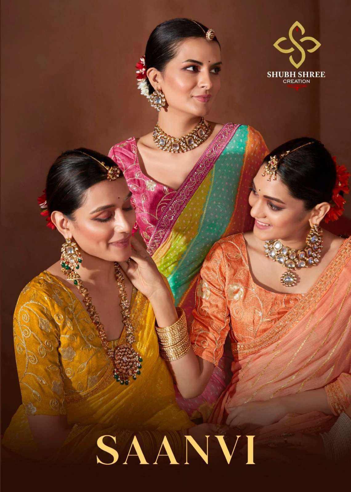 shubh shree saanvi 1001-1010 series festive wear moss chiffon fancy sarees