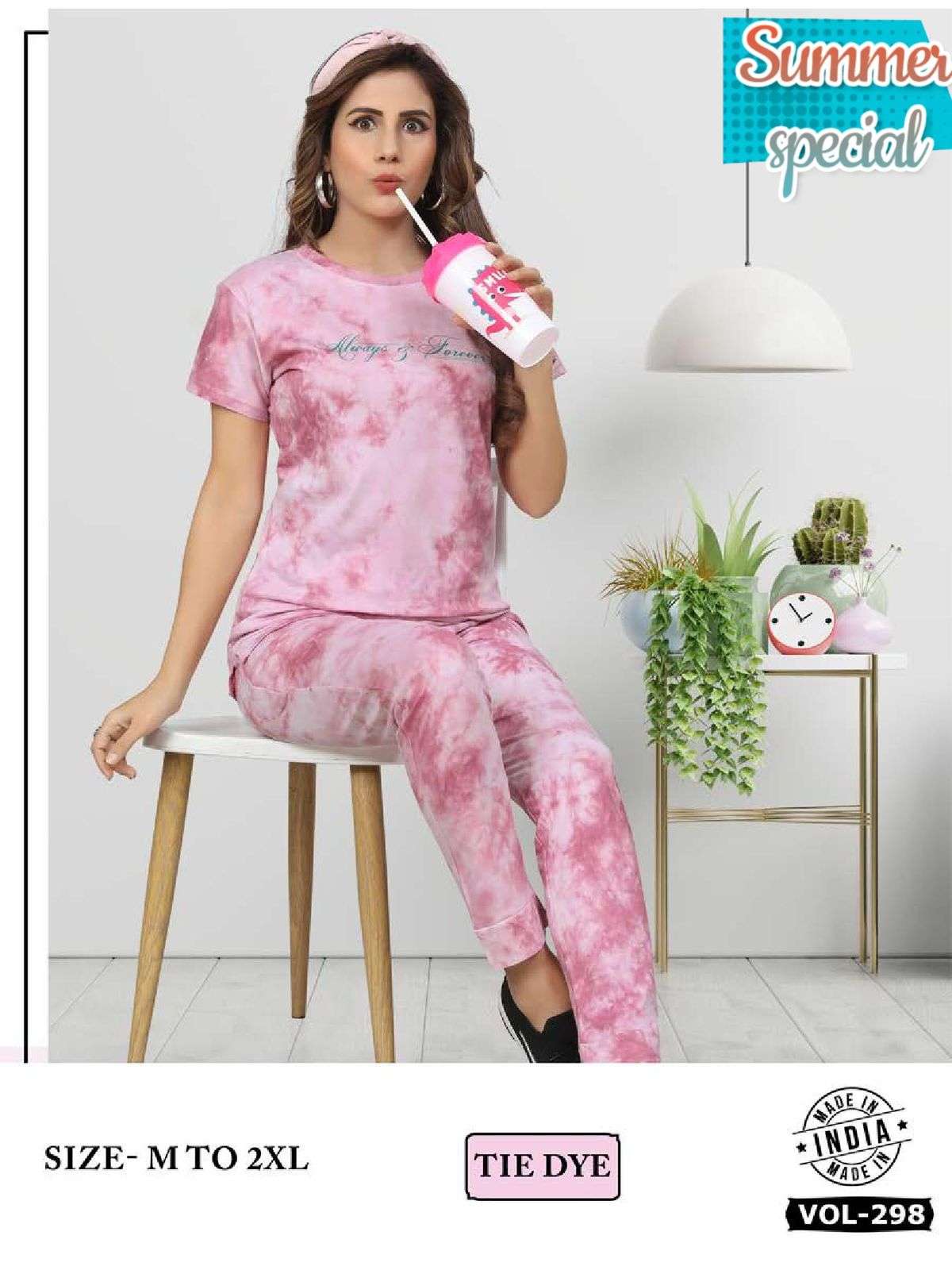 SUMMER SPECIAL VOL.298 Heavy Shinker Hosiery Cotton Tye Dye Night Suits CATALOG WHOLESALER BEST RATE