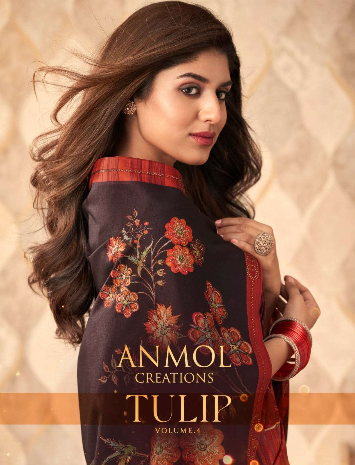 tulip vol 4 by anmol creation amazing floral digital print fancy work saree wholesaler 
