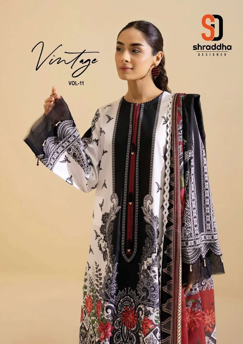 vintage vol 11 by shraddha designer amazing patch work pakistani salwar suit collection