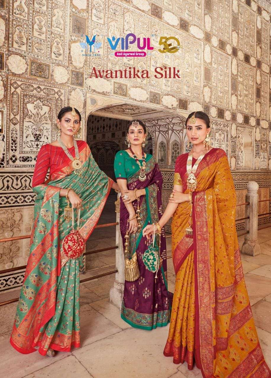 vipul fashion avantika silk 67401-67409 series wedding wear sarees 