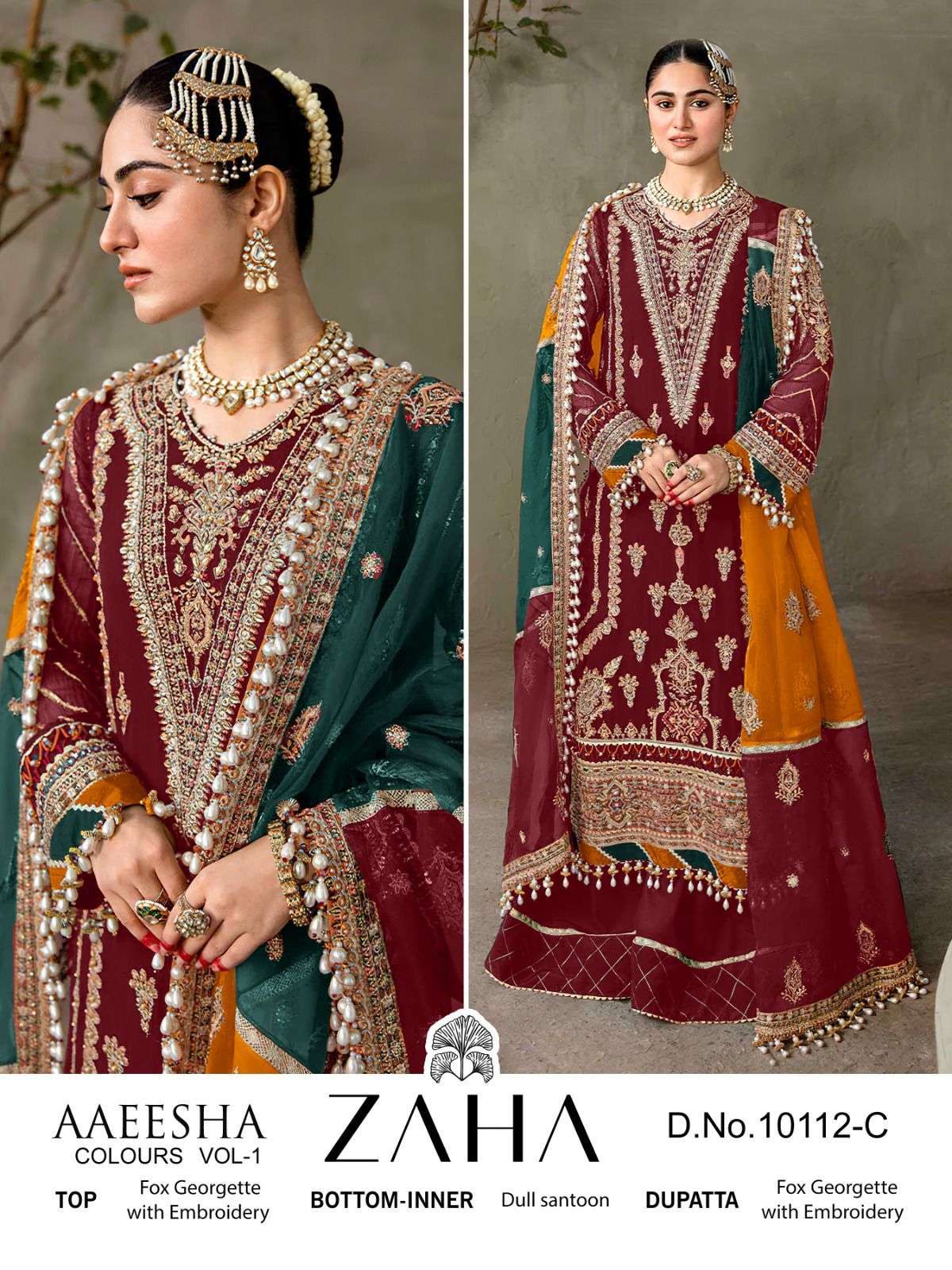 zaha 10112c festive wear designer pakistani single suit