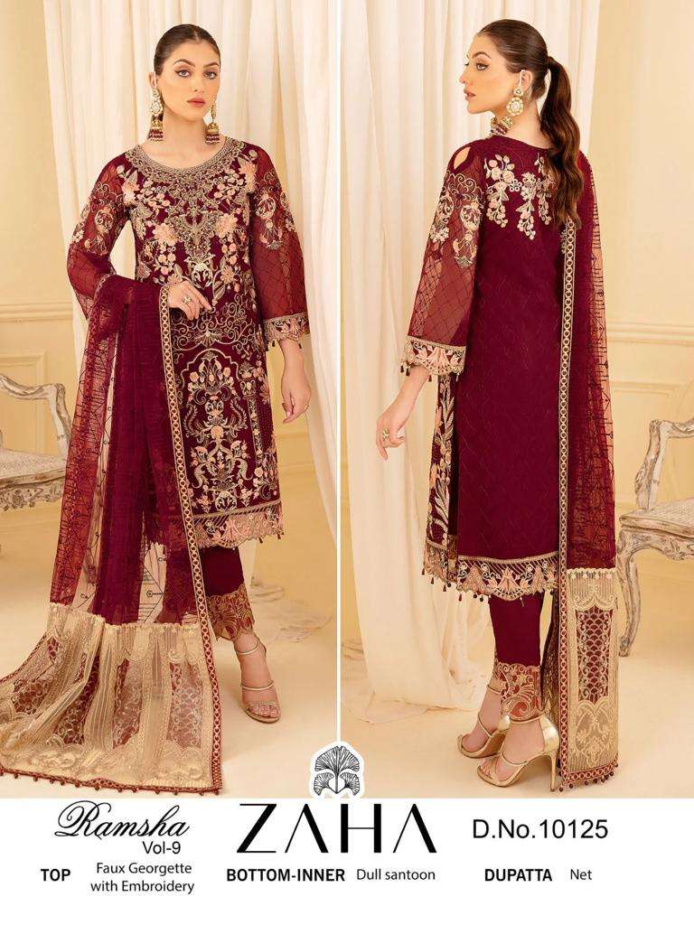 zaha 10125 beautiful designer work single pakistani salwar suit 