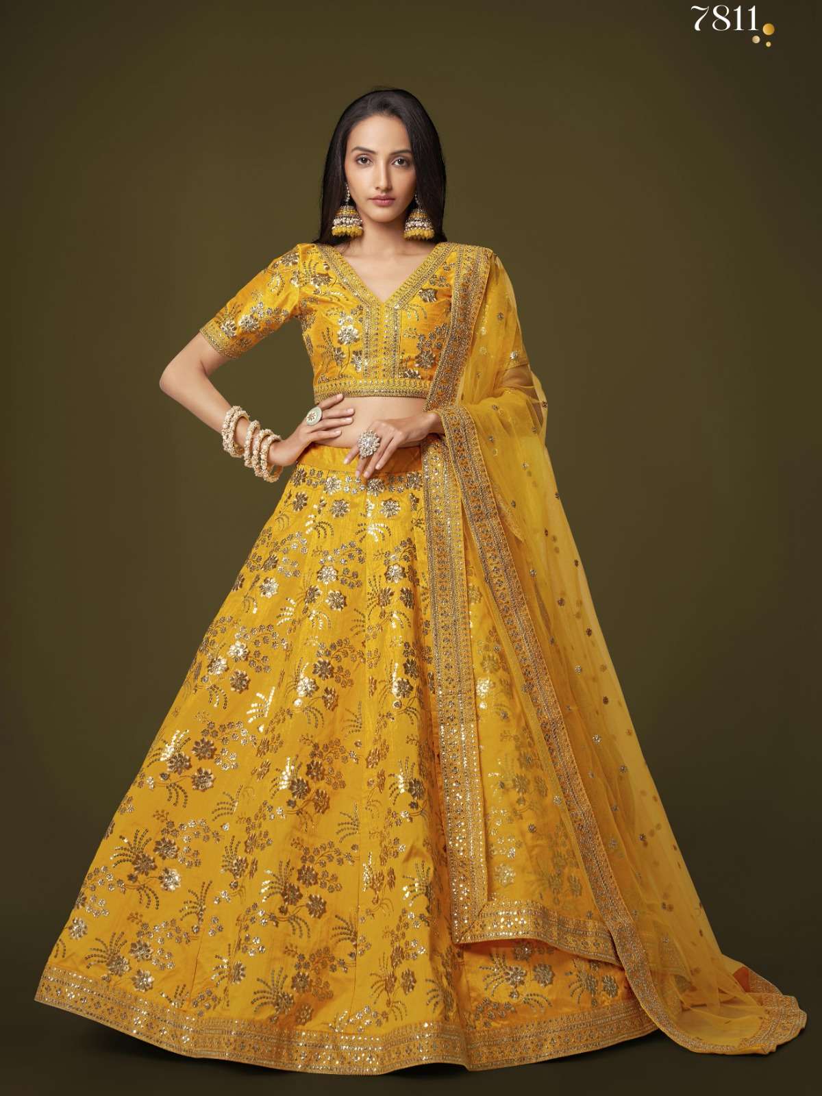 zeel 7811 fancy yellow color beautiful single lehenga choli with soft net dupatta