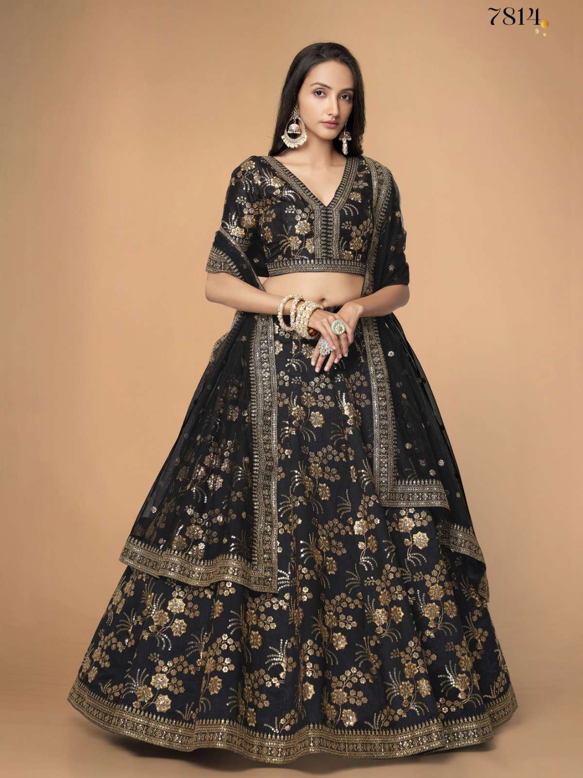 zeel 7814 beautiful black color wedding wear single lehenga choli 