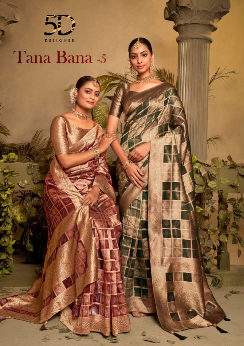 5d designer tana bana vol 5 festive wear saree catalog