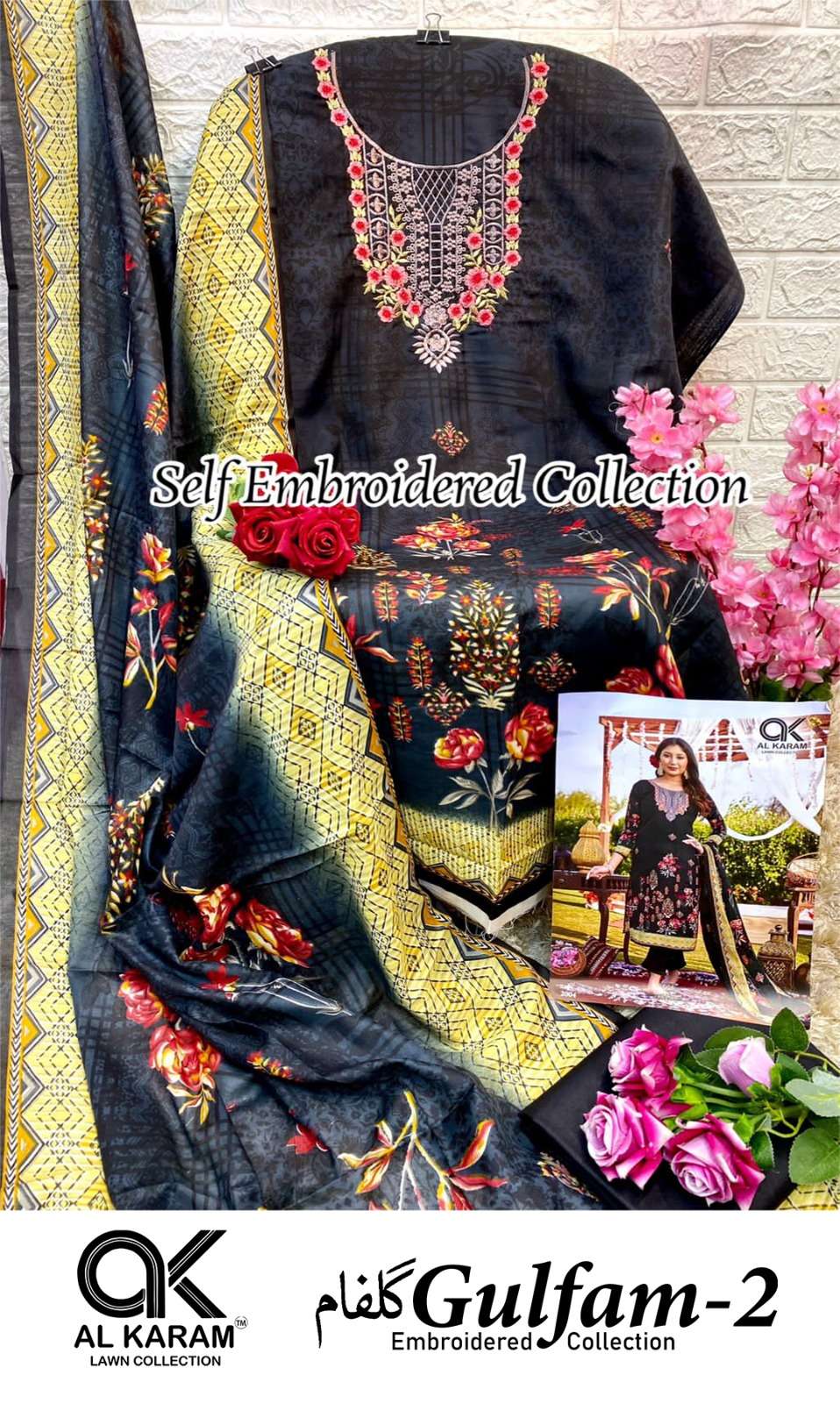 al karam present gulfam vol 2 pakistani cotton digital style print salwar kameez material