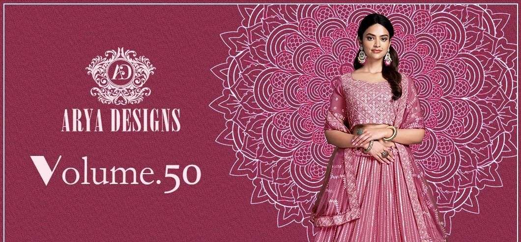 arya designs vol 50 wedding wear designer work semistitch lehenga choli collection