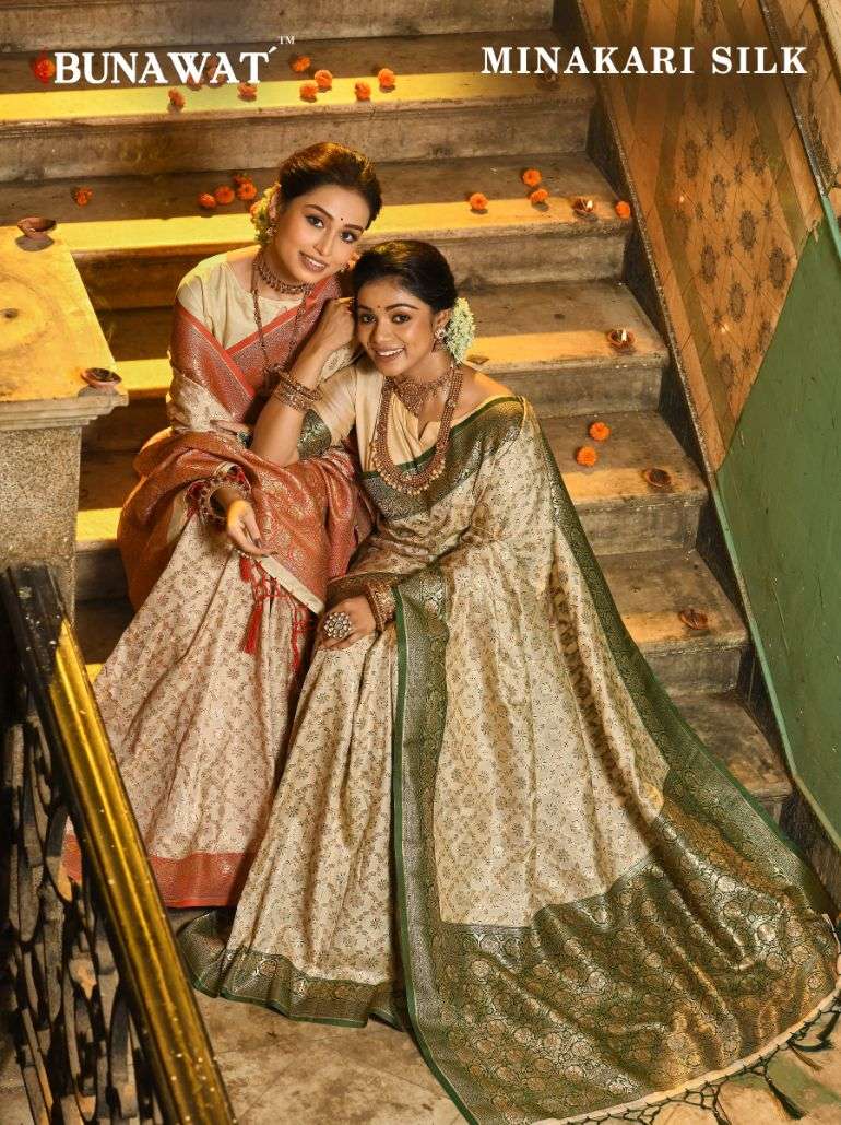 bunawat minakari silk zari weaving banarasi saris wholesaler