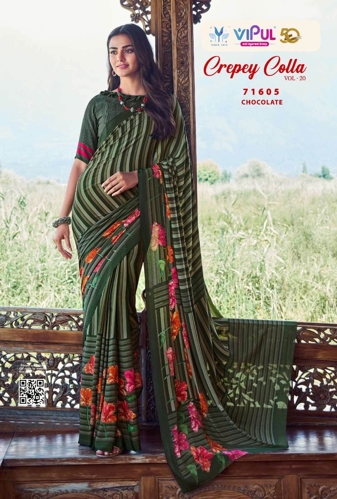 crepey colla vol 20 by vipul fashion adorable fancy crape sarees wholesaler