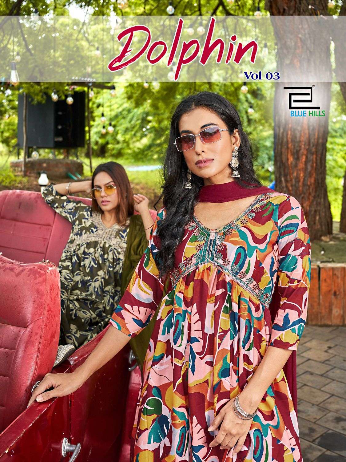 dolphin vol 3 by blue hills digital print alia cut kurti with pant and dupatta