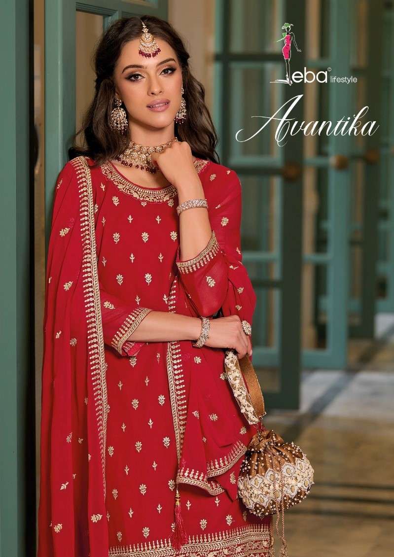 eba lifestyle present avantika readymade designer plazo kurti and duppata  set