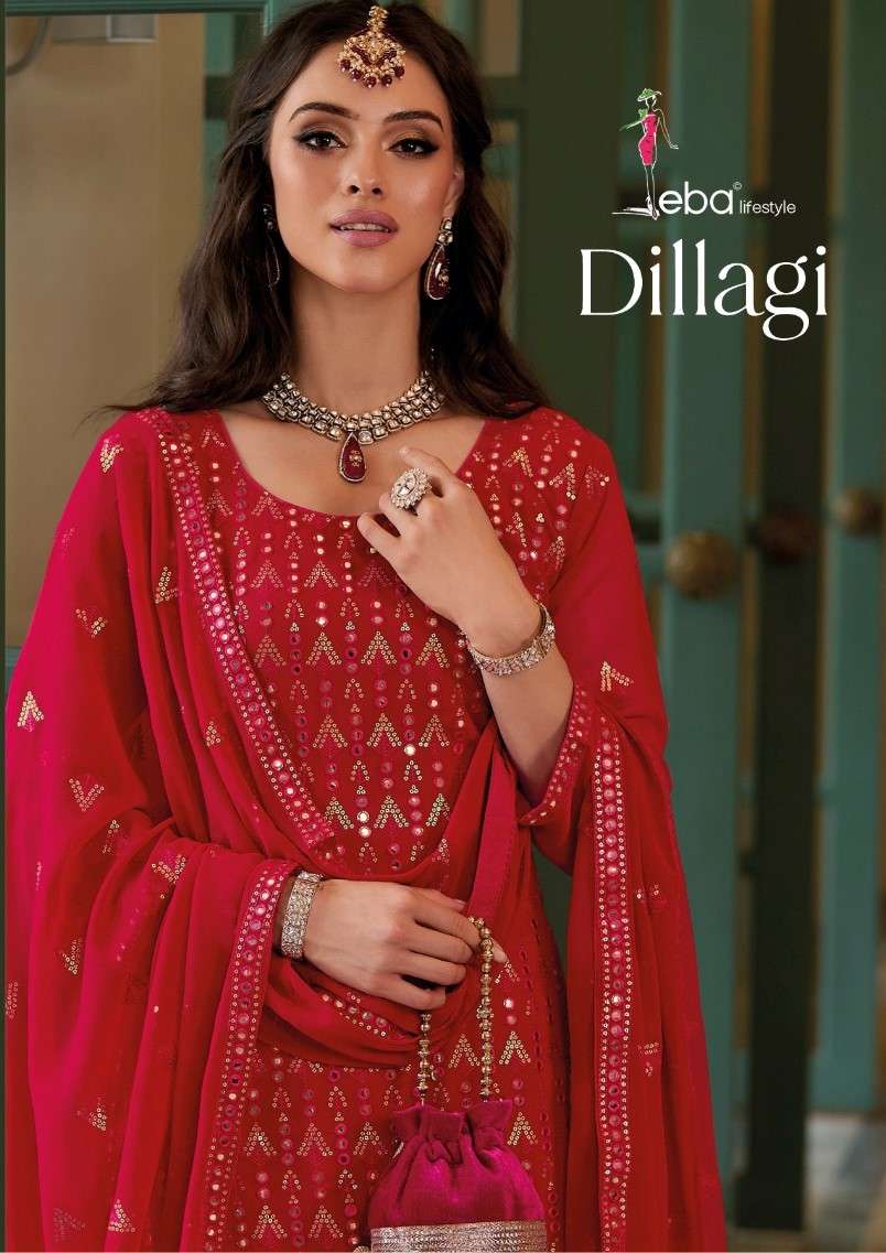 eba lifestyle present dillagi embroidery work kurti plazo dupatta readymade set collection