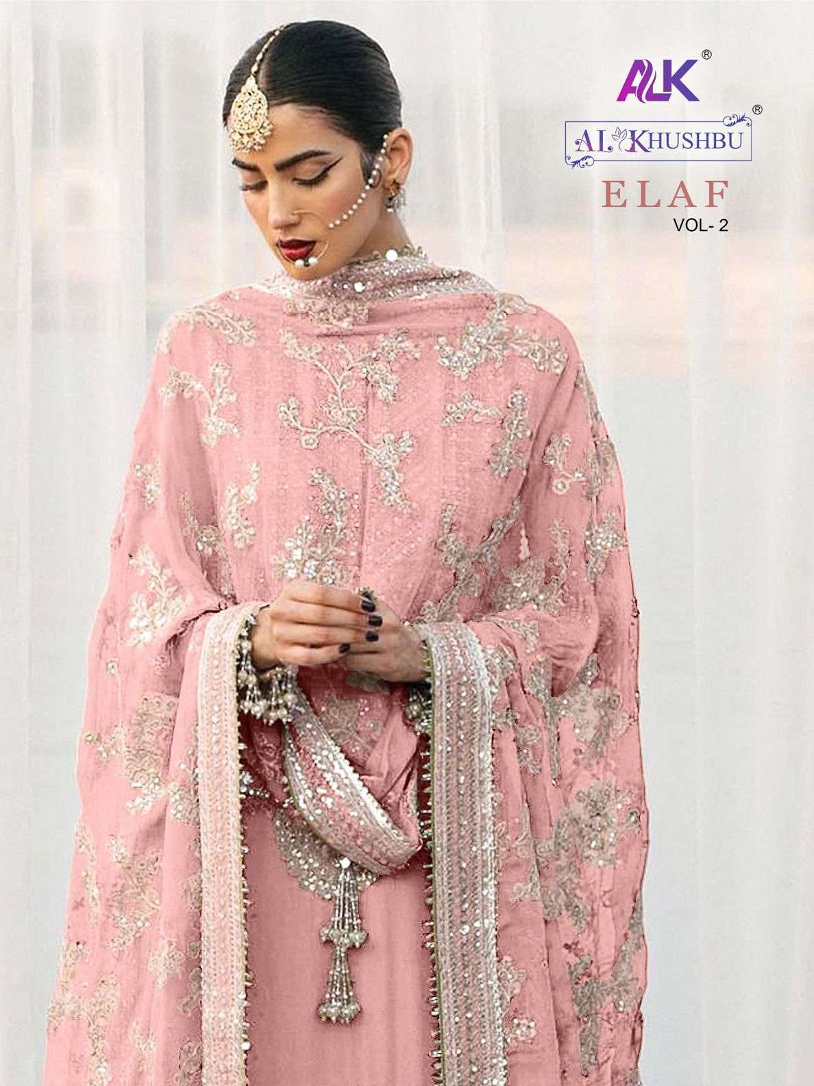 elaf vol 2 by al khushbu designer pakistani concept 3 peice dress material