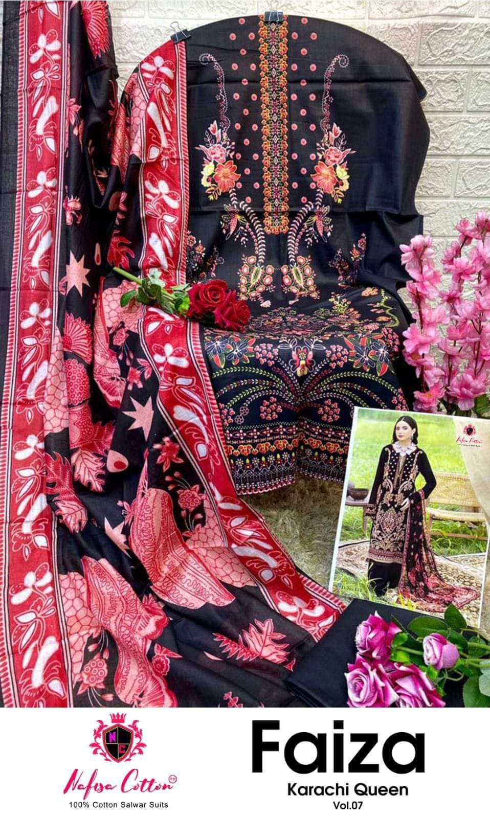 faiza karachi queen vol 7 by nafisa cotton amazing designs pakistani suits material