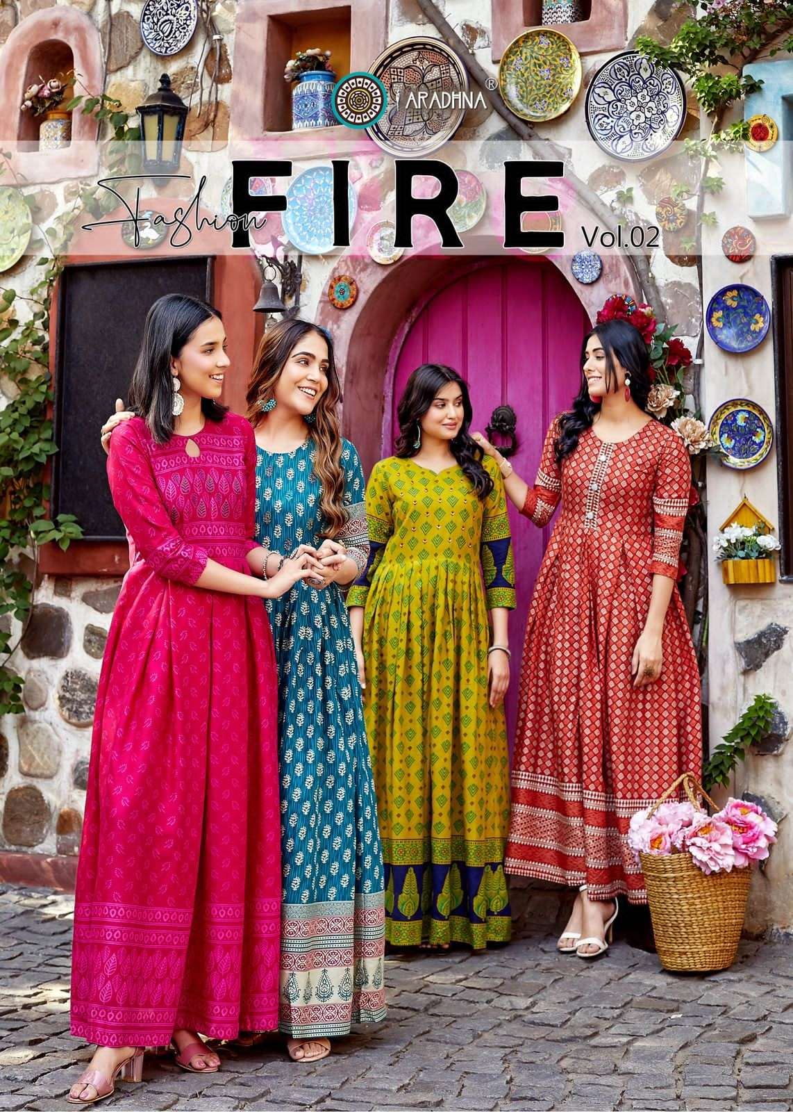 fashion fire vol 2 by aradhna fashion rayon fancy print long gown
