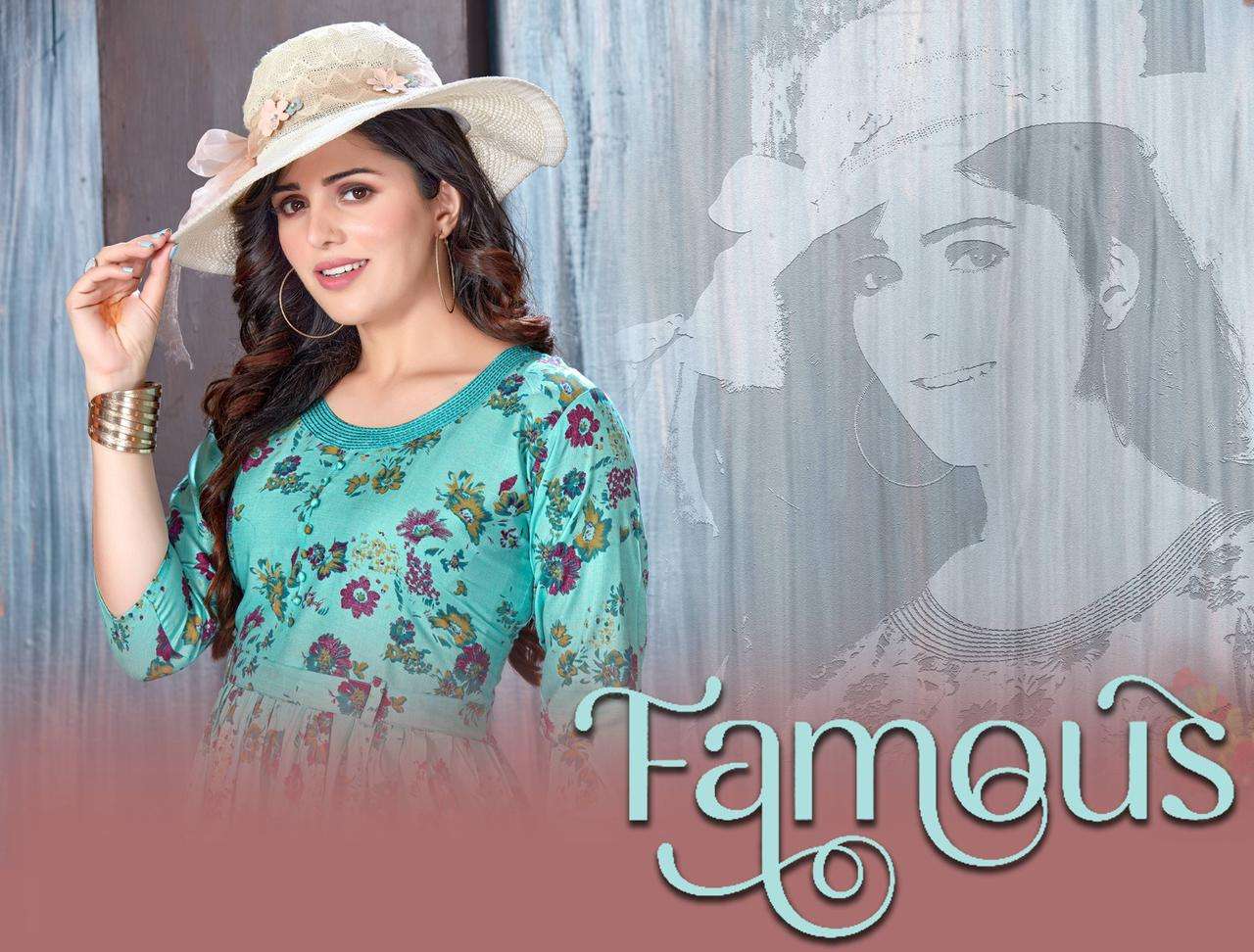 Golden Famous 14 Kg Two tone Rayon Floral Printed Flared Kurta catalog wholesaler best rate