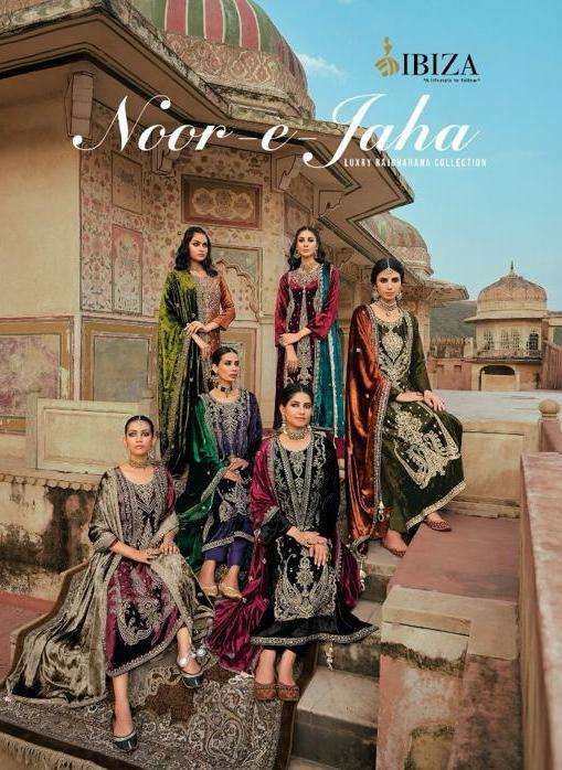 ibiza lifestyle present noor e jaha designer viscose velvet pakistani salwar suits wholesaler