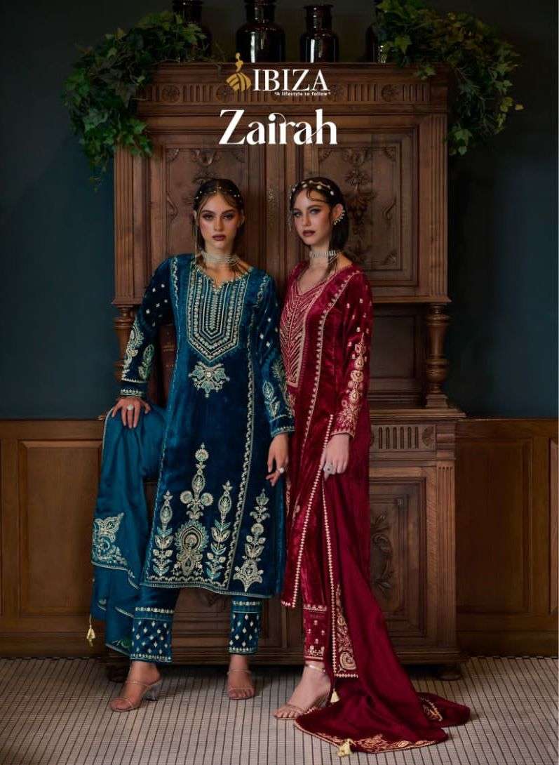 ibiza present zairah beautiful designer viscose velvet pakistani salwar kameez collection
