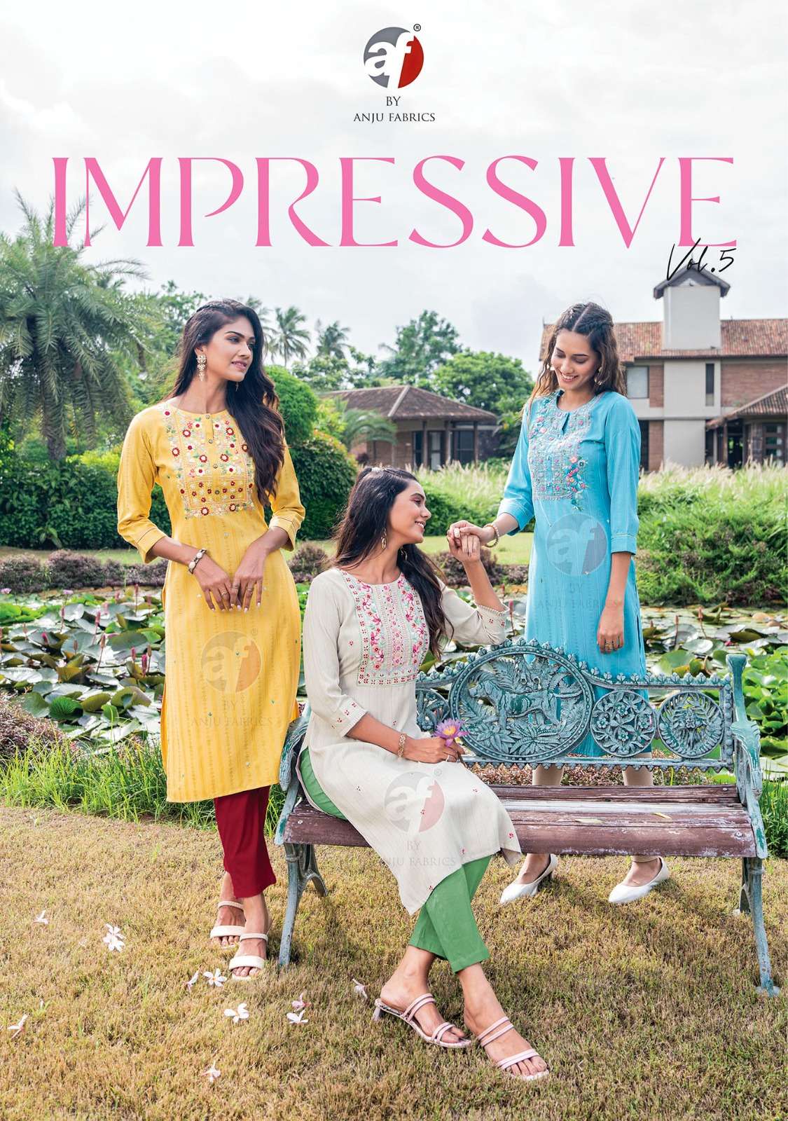 impressive vol 5 by anju fab beautiful knot work fancy stitch kurtis