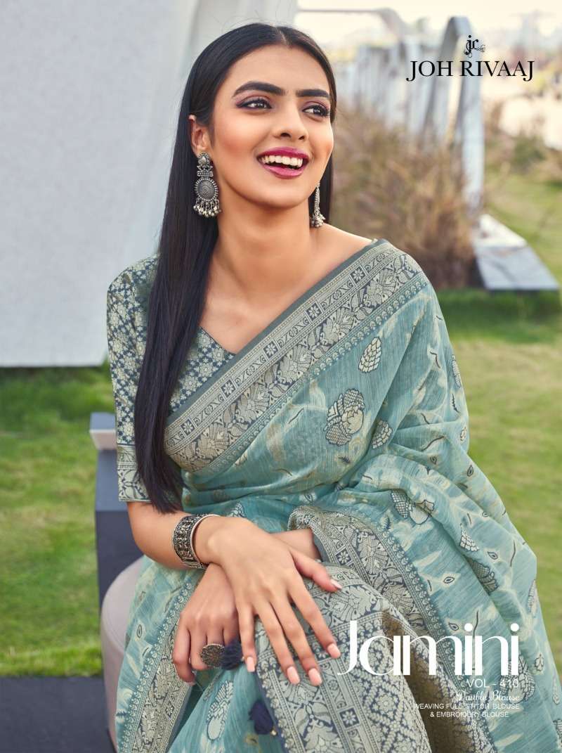 jamini vol 410 by joh rivaaj traditional sarees supplier