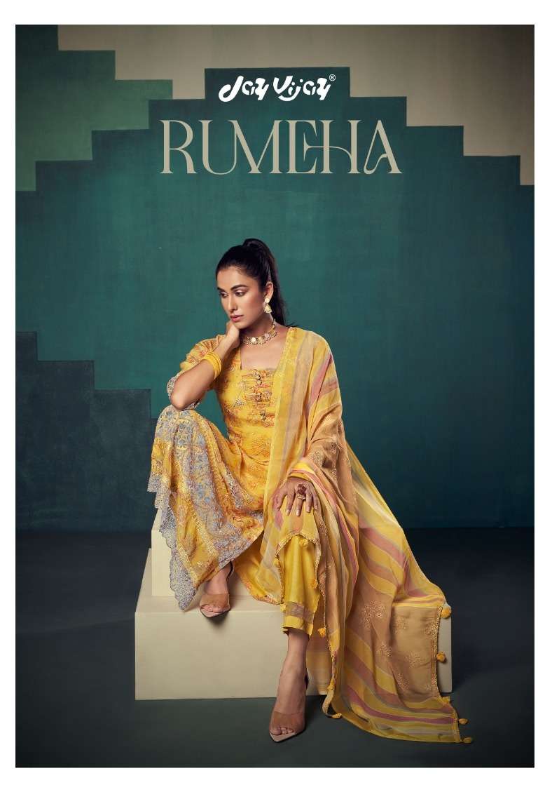 jay vijay present rumeha organza digital print salwar kameez wholesaler