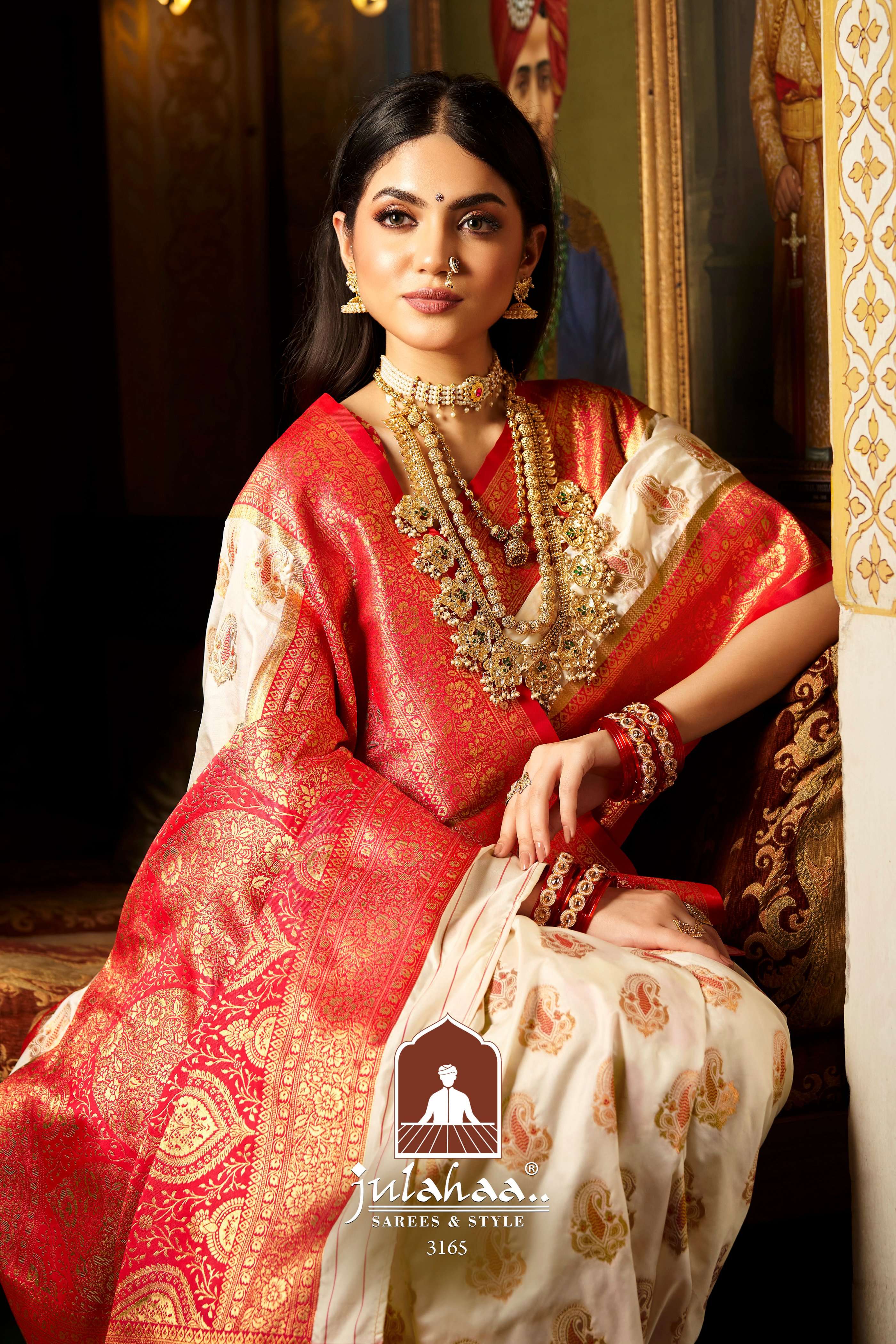 julahaa 3165 designs wedding wear silk saree supplier