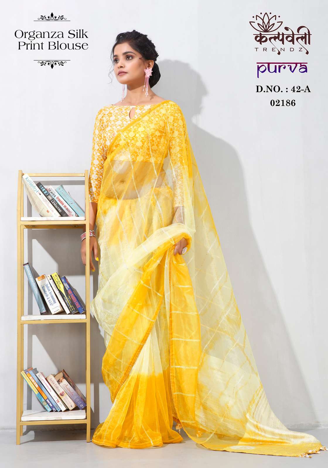 kalpvalley trendz present purva 42 organza silk fancy saree catalog