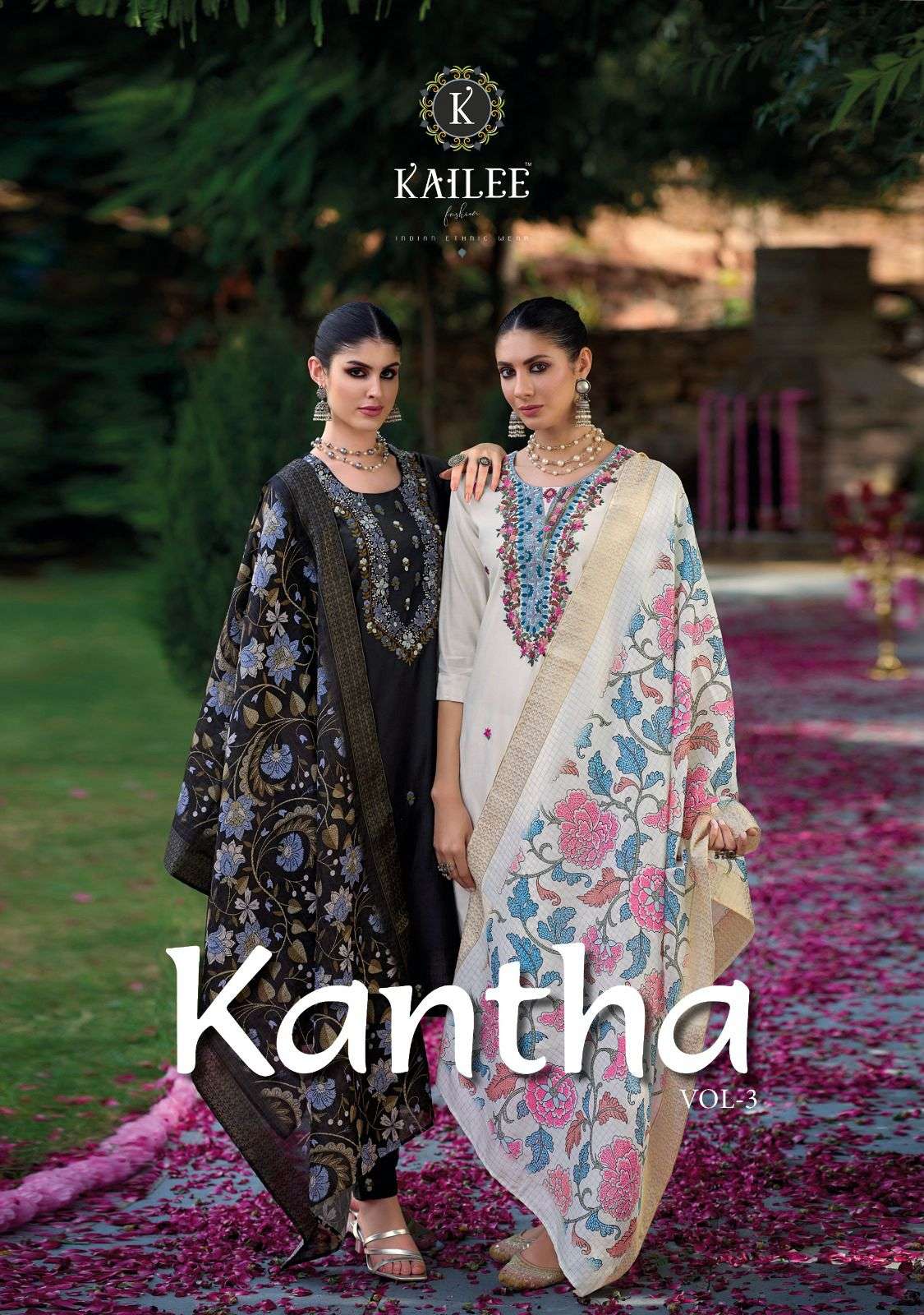 kantha vol 3 kailee fashion readymade handwork summer collection top bottom and dupatta