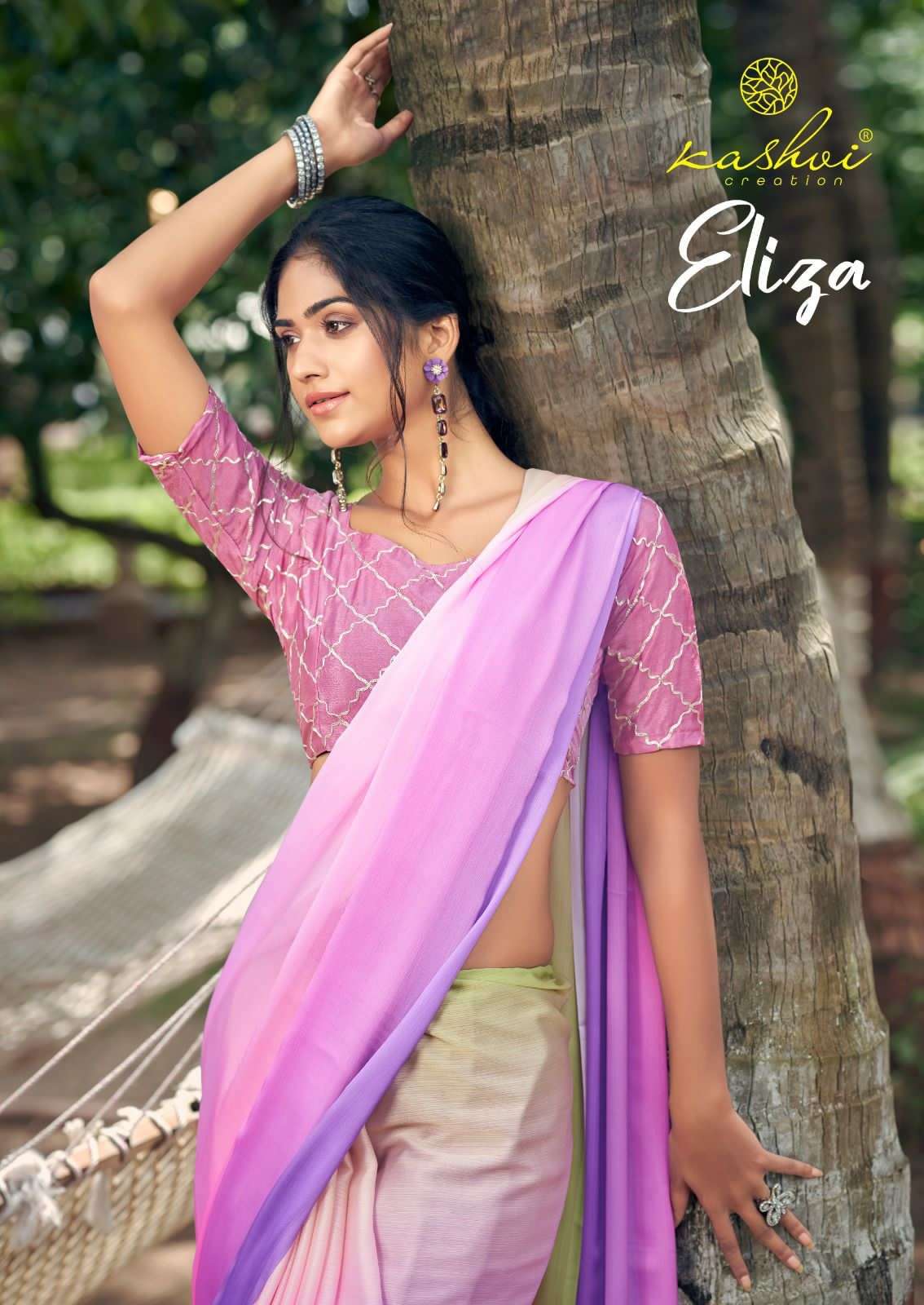 kashvi creation eliza soft satin with embroidery blouse fancy sarees