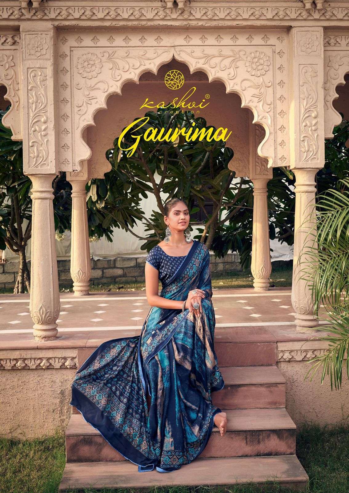 kashvi creation present gaurima fancy moss saree collection