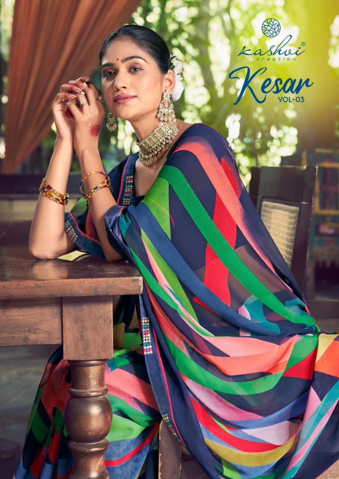kesar vol 3 by kashvi creation fancy georgette saree collection